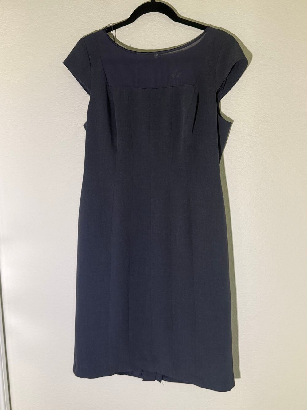 Adrianna Papell Sheath Dress Illusion Neck Cap Sleeve Career Office Cocktail 14
